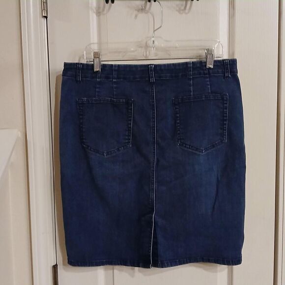 J. Jill blue denim blue jean knee-length stretch skirt size 14 - Picture 2 of 4